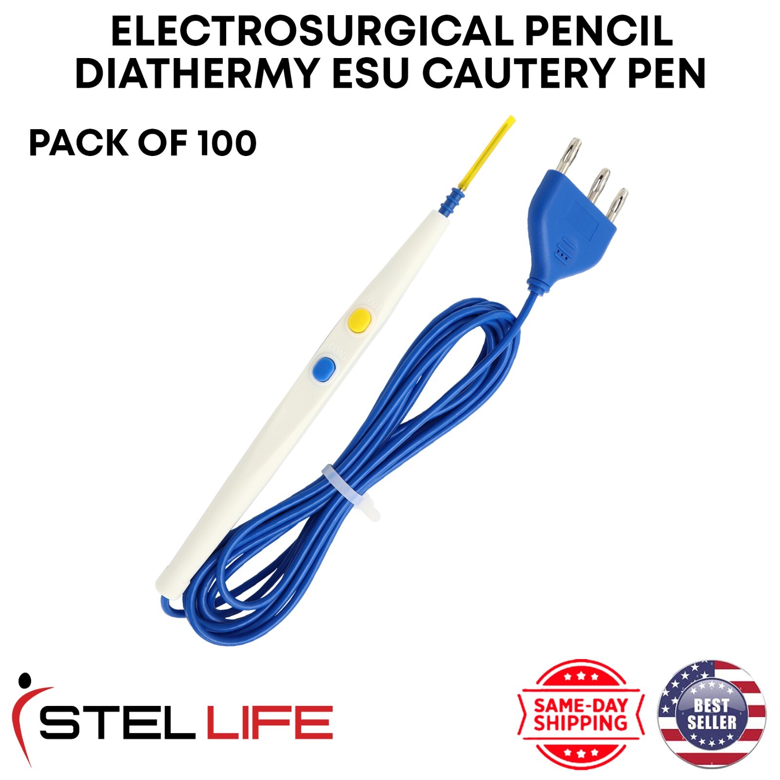 Diathermy ESU Cautery 100 Pcs Box Electrosurgical Pencil with Blade Electrode