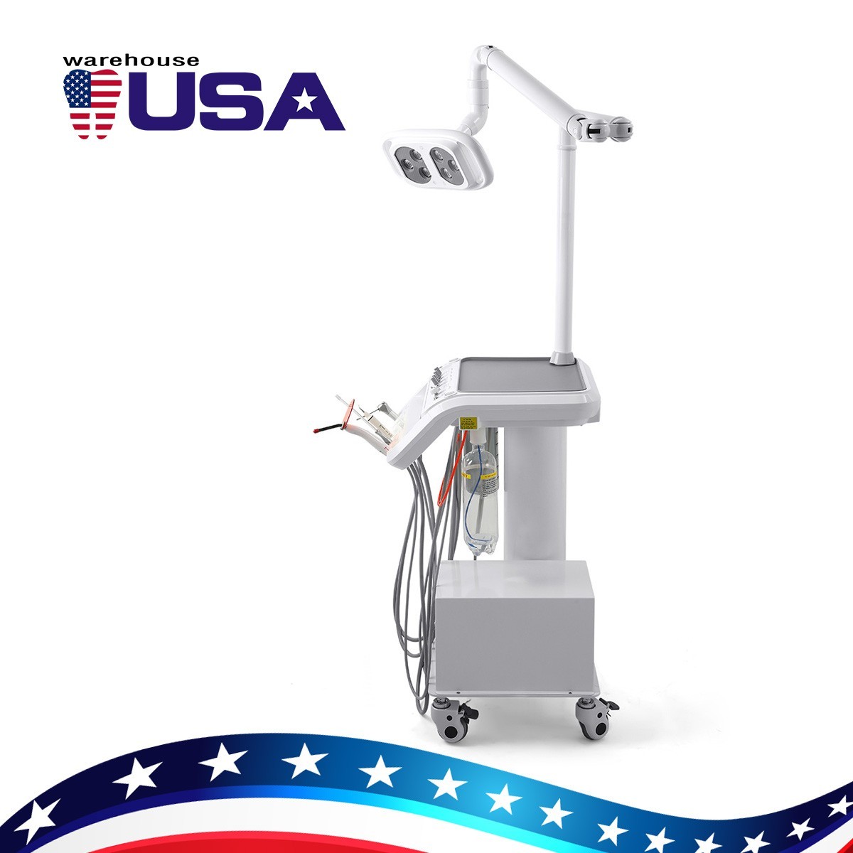 Portable Dental Mobile Delivery Unit Cart System Air Compressor 4H/with LED Lamp