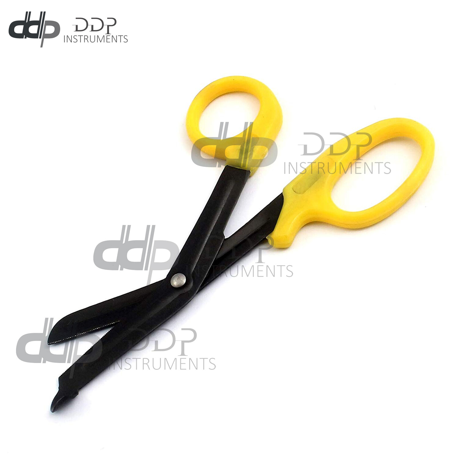 2 (Yellow Orange) Fluoride Black Coated Trauma Paramedic EMT Shear Scissor 5.5”