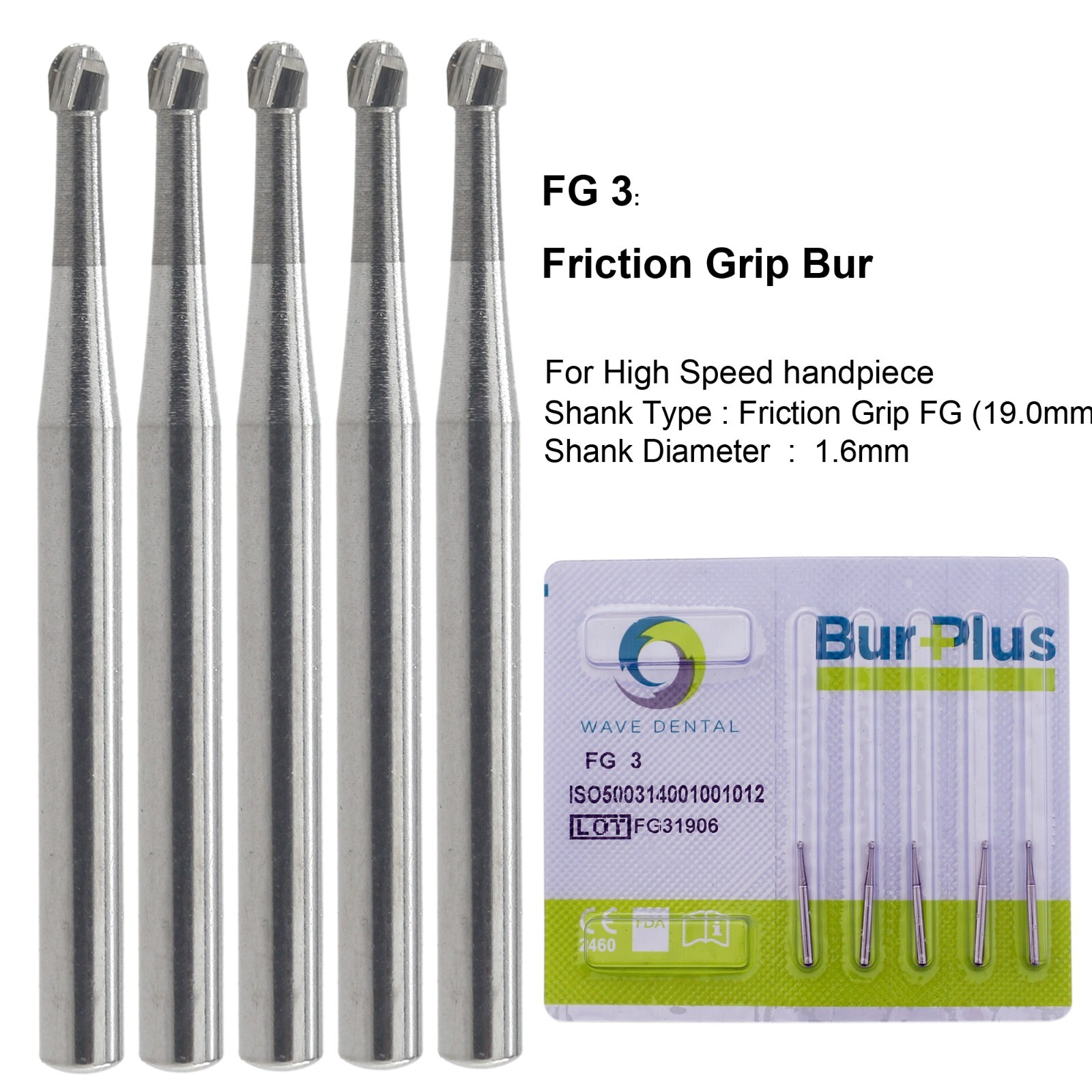 Wave Dental Round Carbide Bur FG Diamond Bur Surgical Long Round Ball High Speed