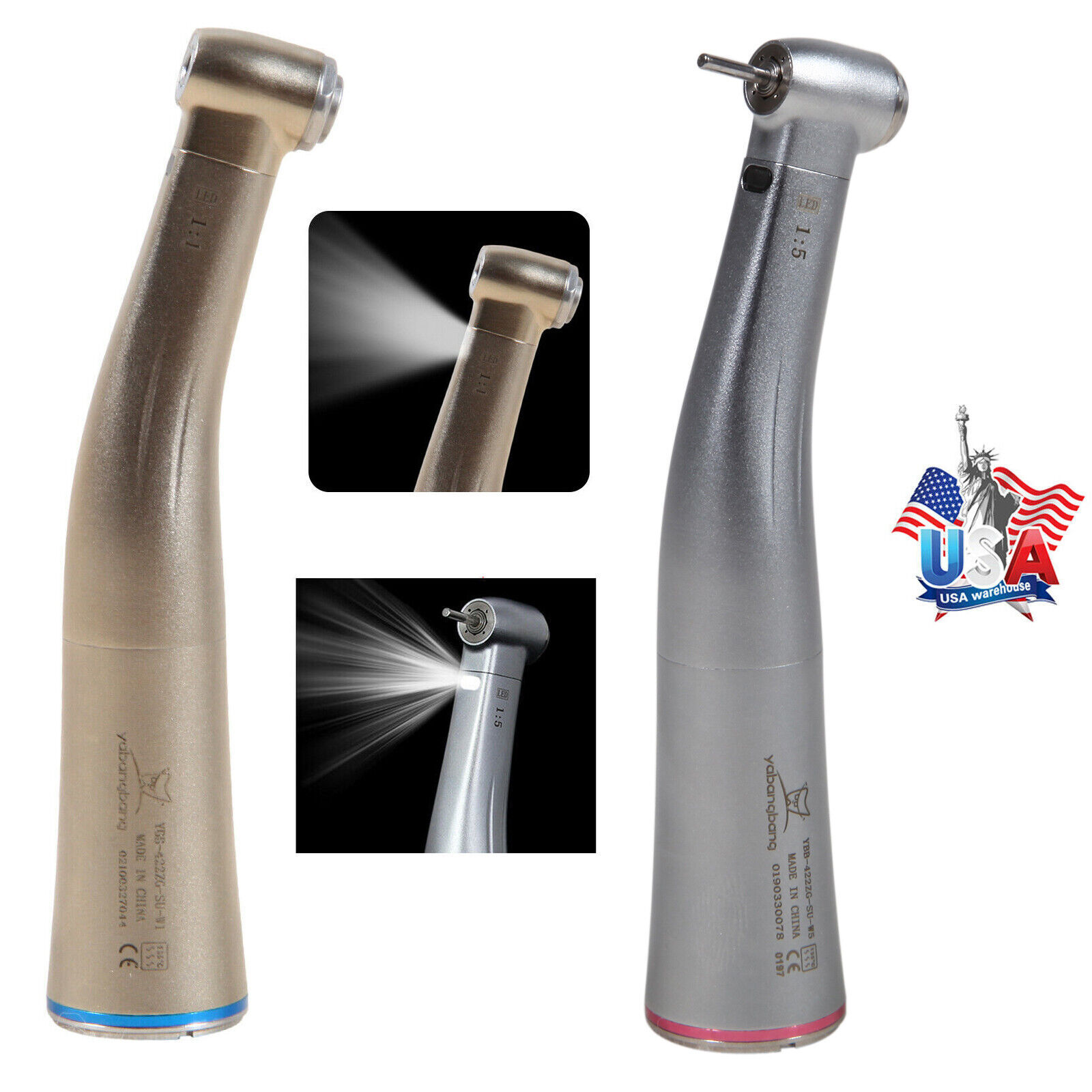 Dental 1:5 1:1 Electric Fiber Optic LED Contra Angle Handpiece Fit NSK/Kavo X95L