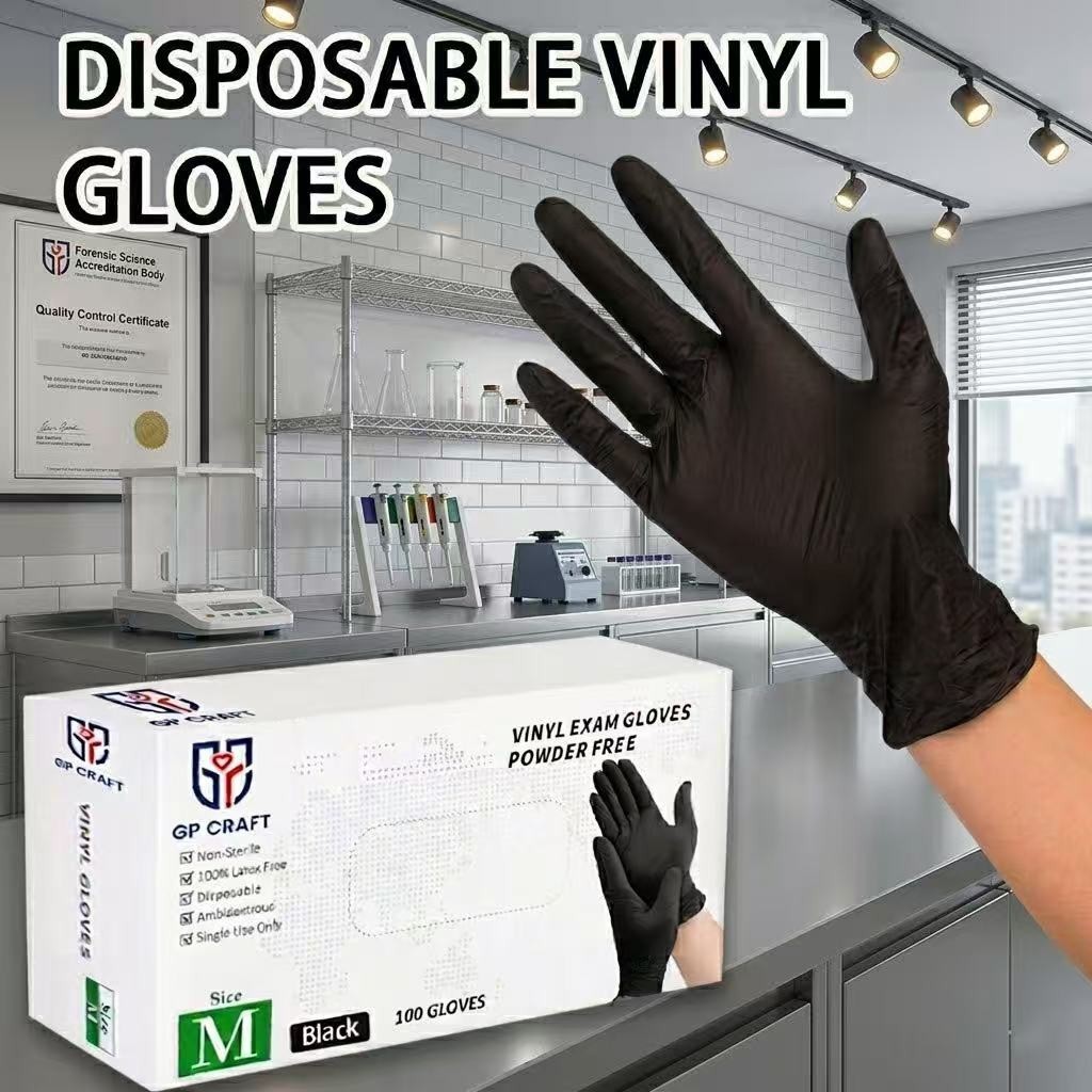 Black Vinyl Gloves: Food Grade, Latex & Powder-Free (100-Count)