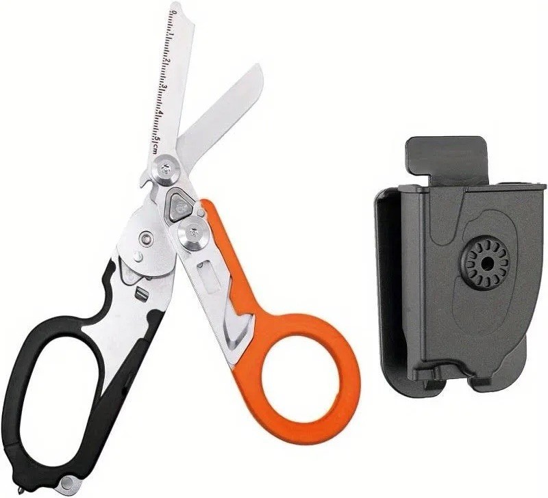 Folding Trauma Shears (black And Orange Handle)