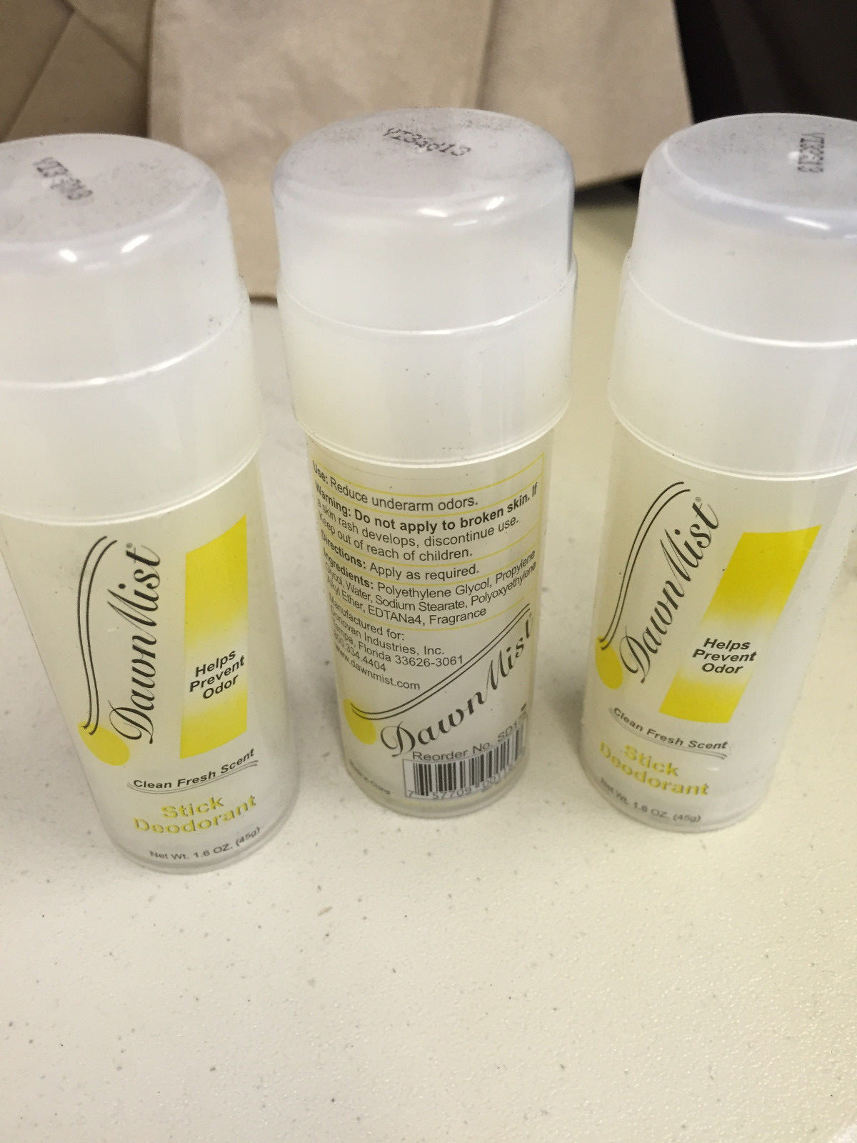 Lot of 3 Dawn Mist Stick Antiperspirant Deodorant 1.6 oz. Fresh Scent SD175