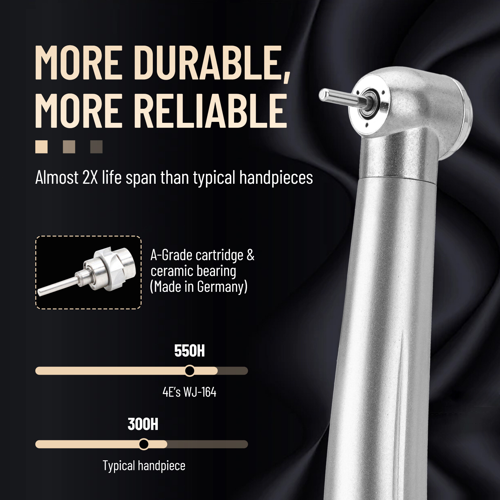 Triple Water Spray 10Pcs Dental High Speed Handpiece Push Button 4Hole Autochuck