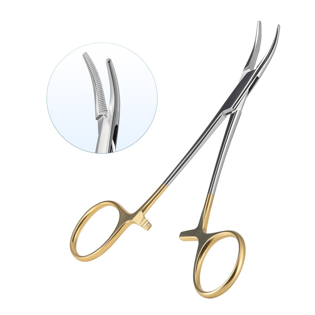 2Type Dental Hemostat Locking Forceps Surgical Instrument Curved & Straight Head
