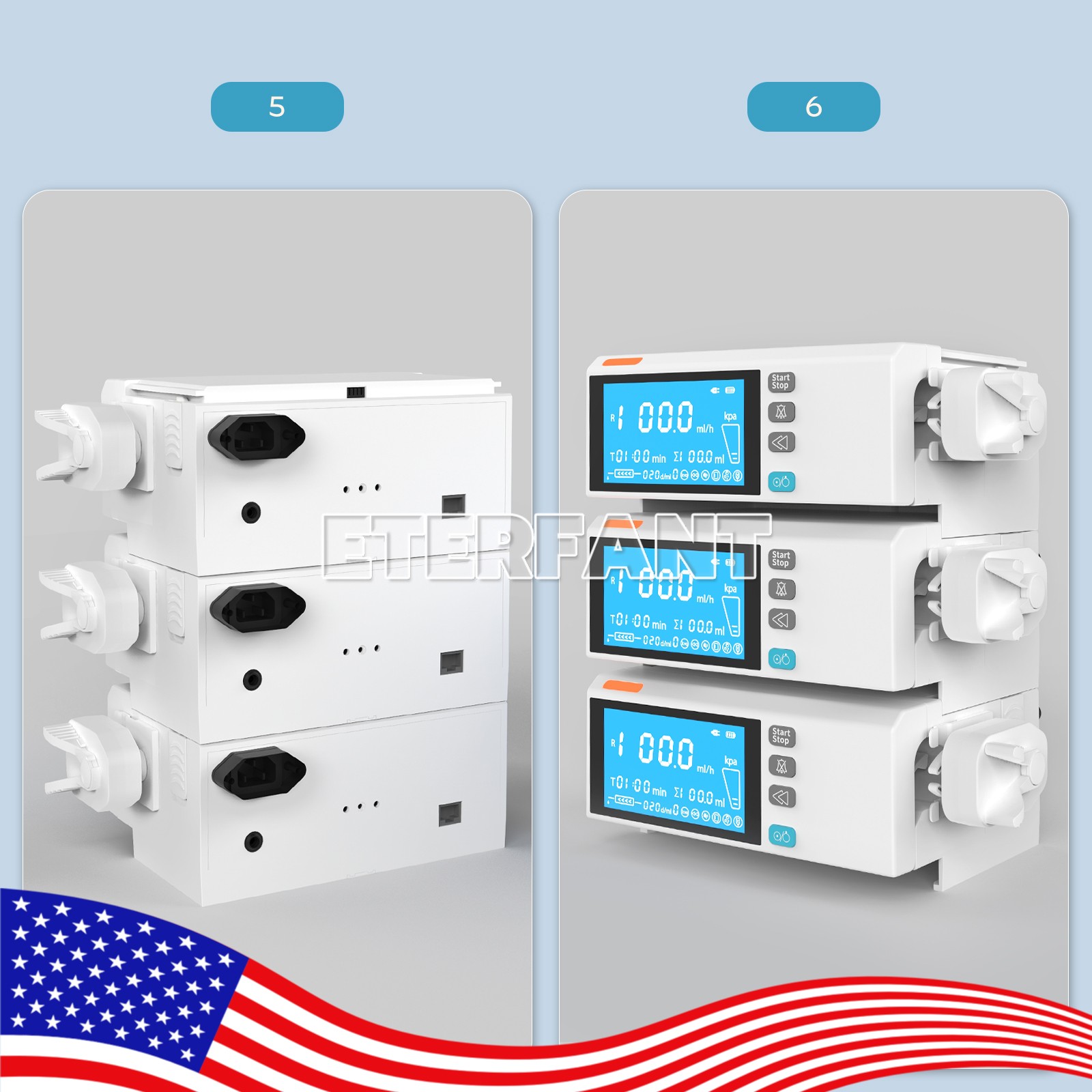 Medical/Lab Use Syringe Pump 4.3 Inch Color Touch Screen Stackable Design