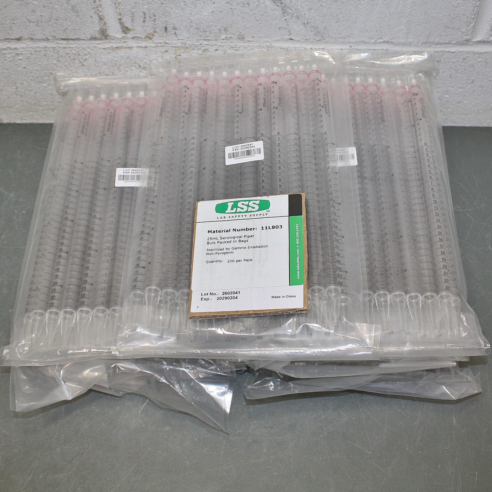 EXPIRES 2029 – (200) LSS Serological Pipettes 11L803, 25 mL, Sterile Polystyrene