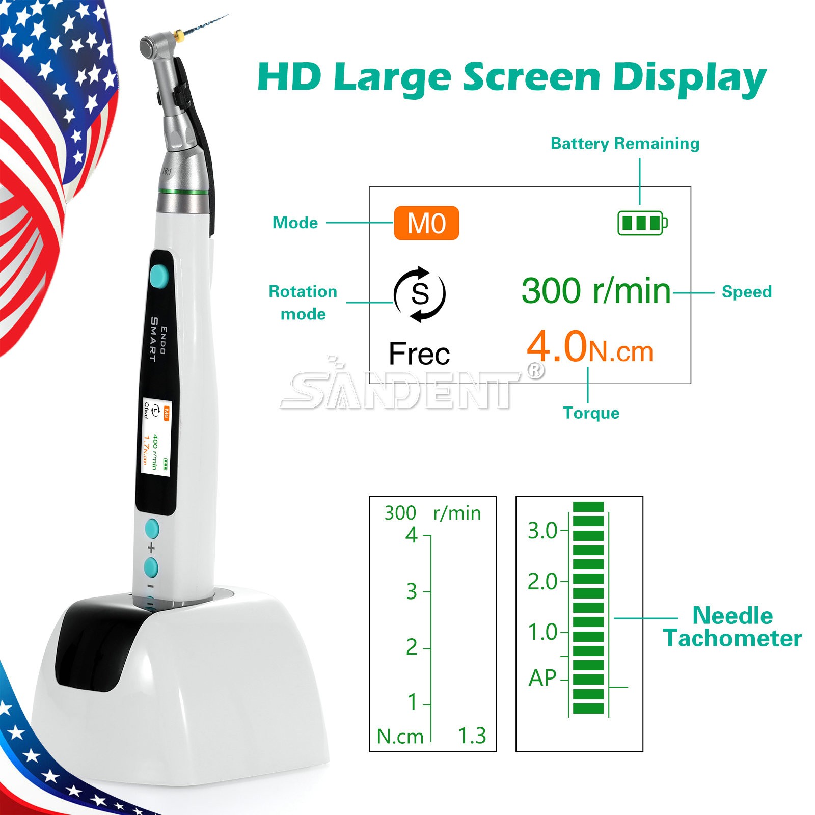 Smart Reciprocating LED Dental Endo Motor Root Canal Cordless / 1:1 16:1 Head