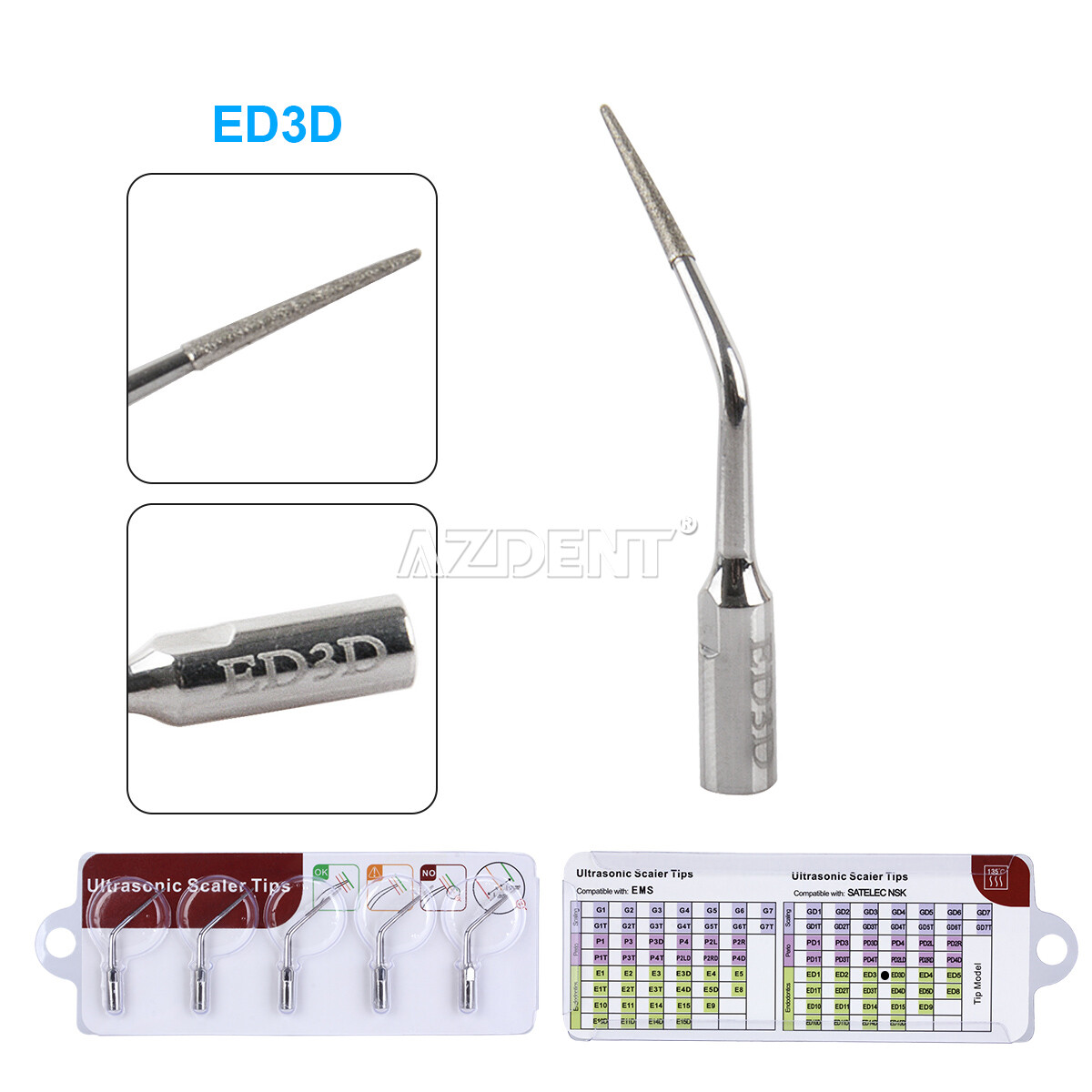 19 Type Dental Ultrasonic Scaler Scaling Endo Perio Tips Fit for NSK SATELEC DTE