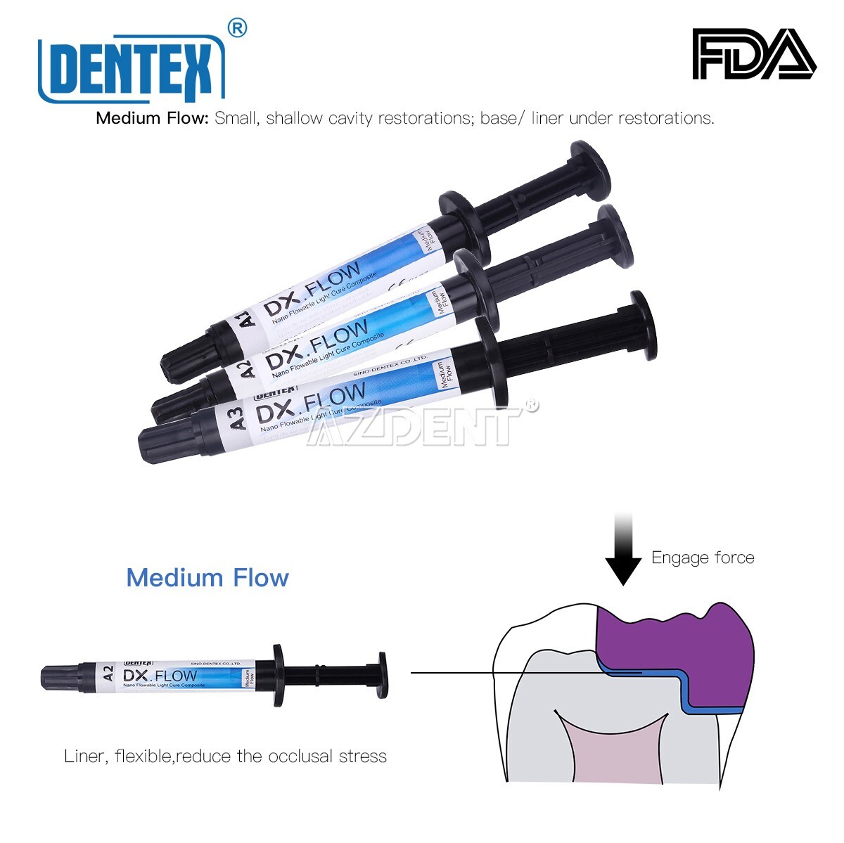 Dental Nano Composite Resin Flowable Light Cure/ Etching Gel /Bonding Adhesive