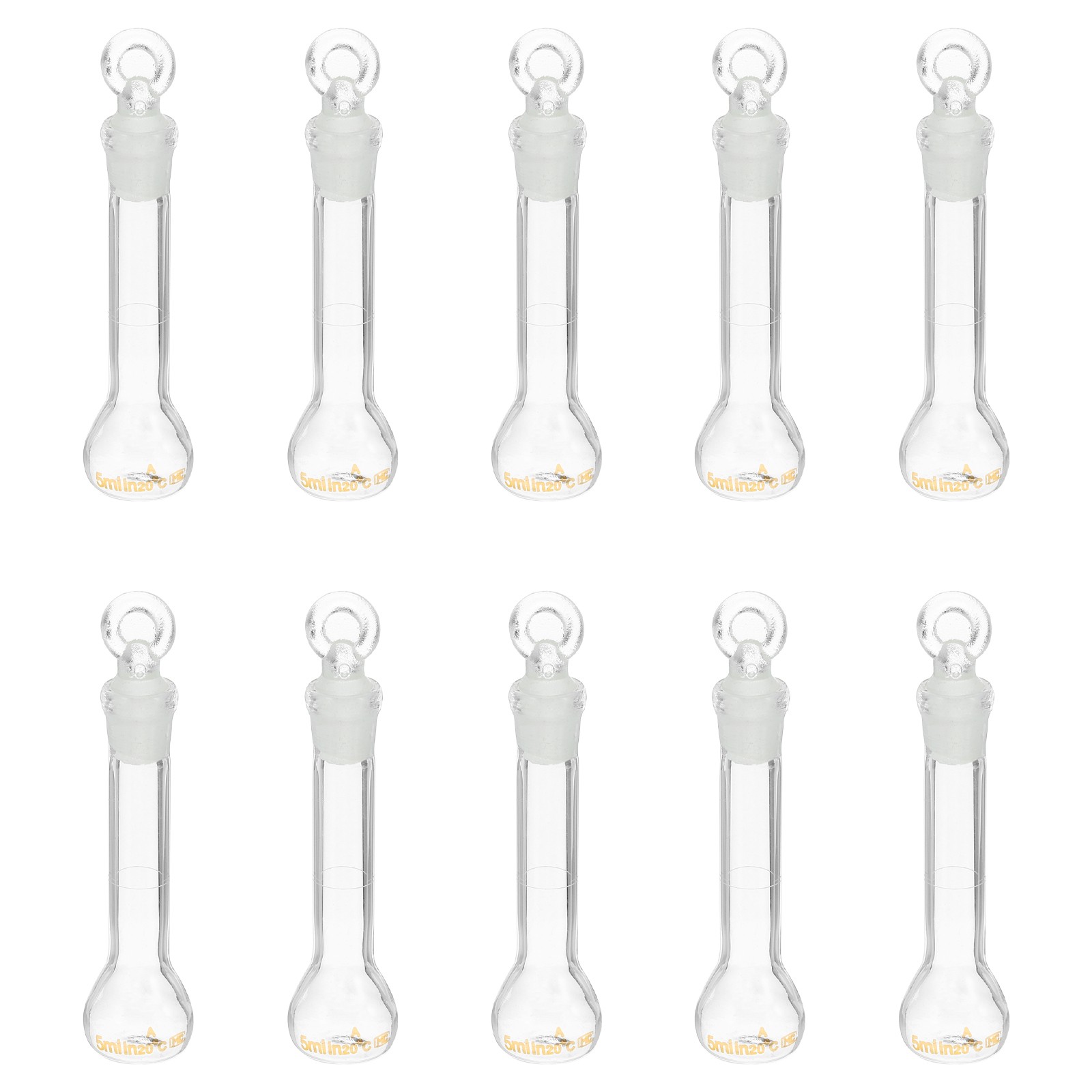5ml 10Pcs 3.3 Borosilicate Glass Volumetric Flask with Glass Stopper, Clear