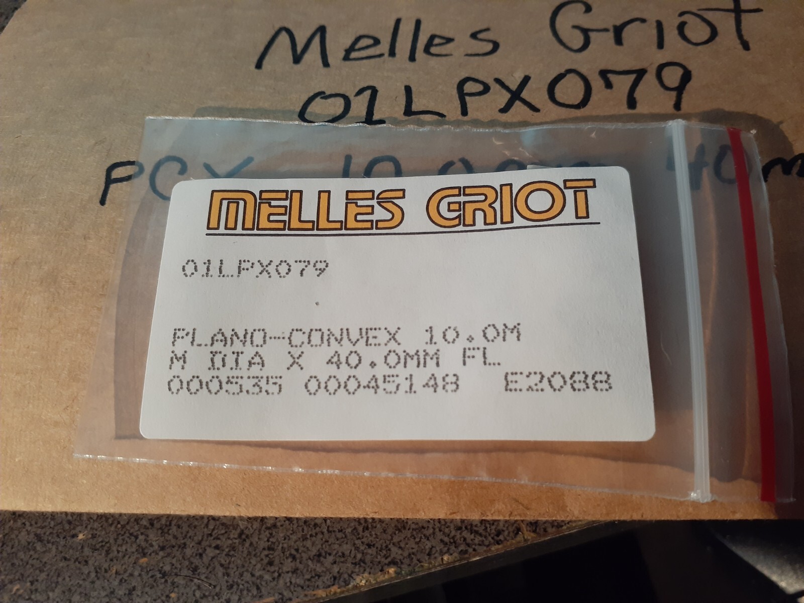Melles Griot 01LPX079 – Plano-Convex Lens – 10.0 mm Dia – 40 mm FL