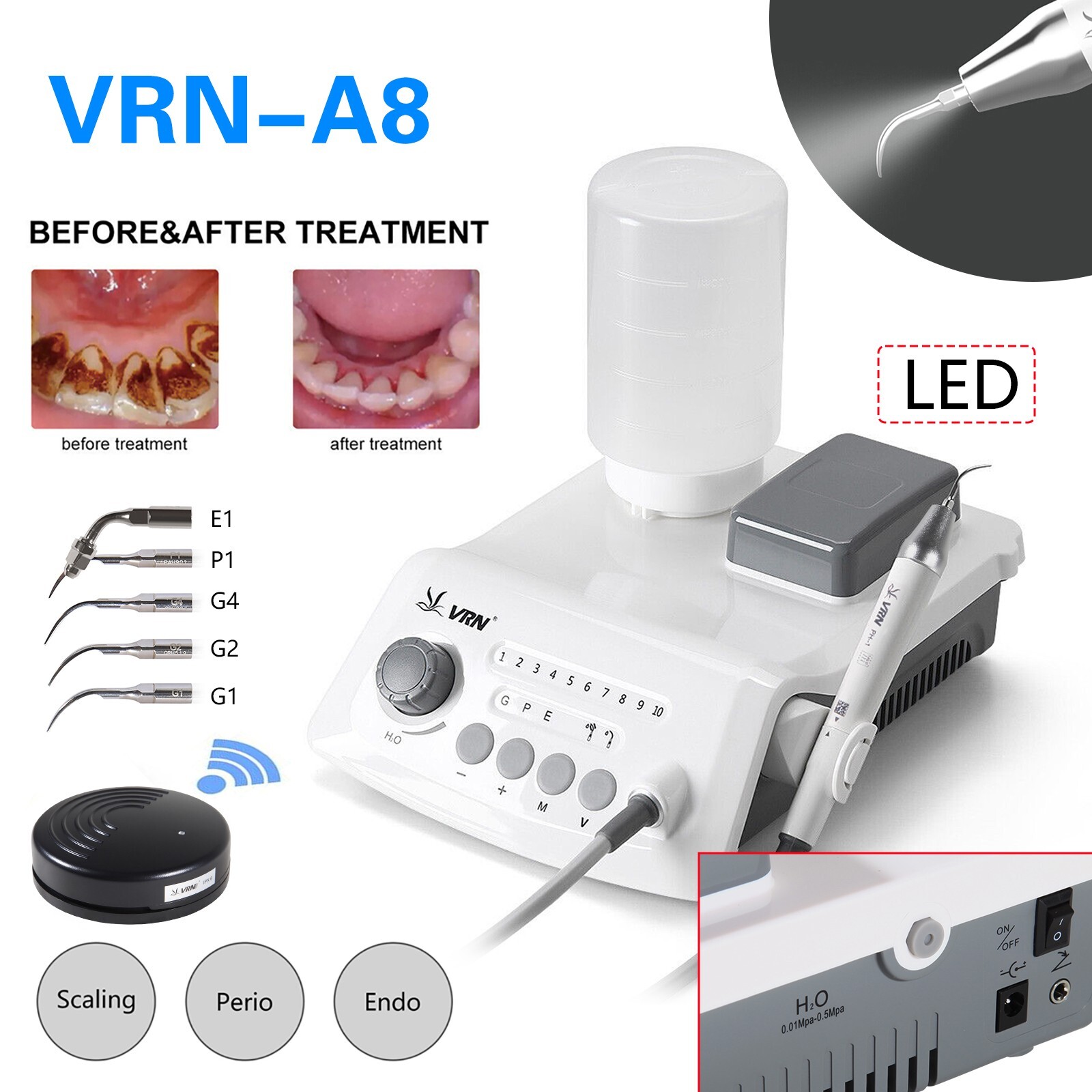 Dental Ultrasonic Scaler fit SKYSEA EMS W/ LED Detachable Handpiece