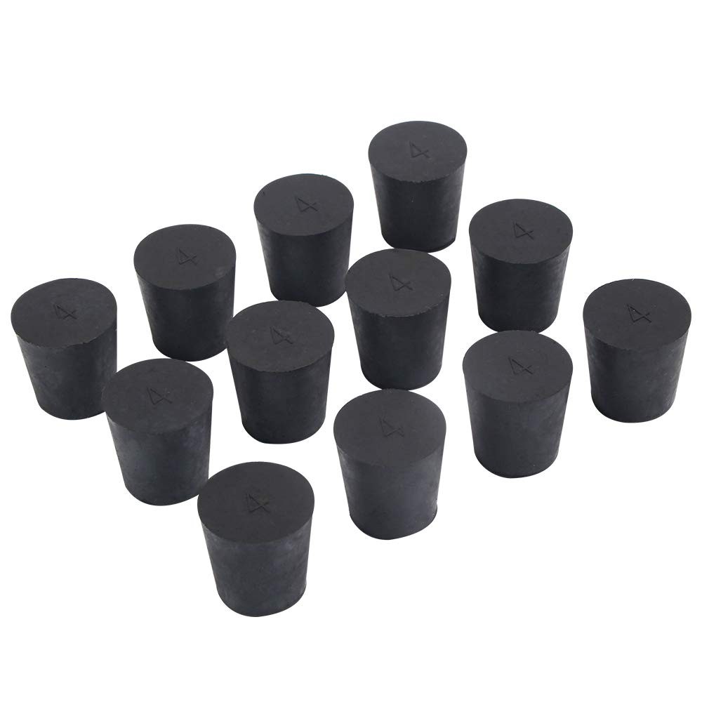 12 PCS Solid Rubber Stoppers Size #4 Black Lab Plug 26x19x28mm 1.02×0.74 Inch