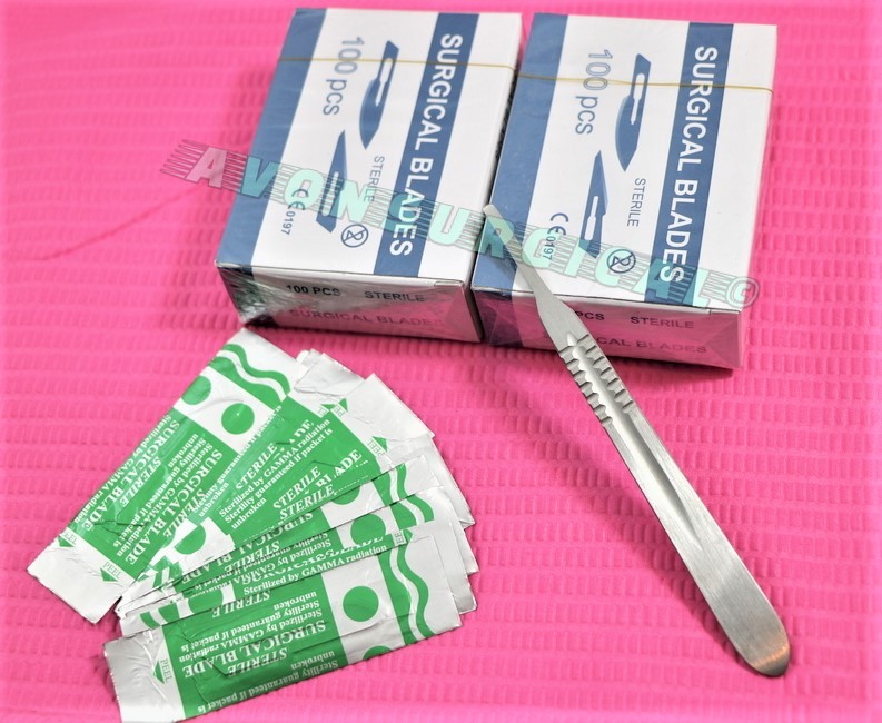 200 Scalpel Blades #15C + Scalpel Handle #3 Surgical Dental ENT Instruments