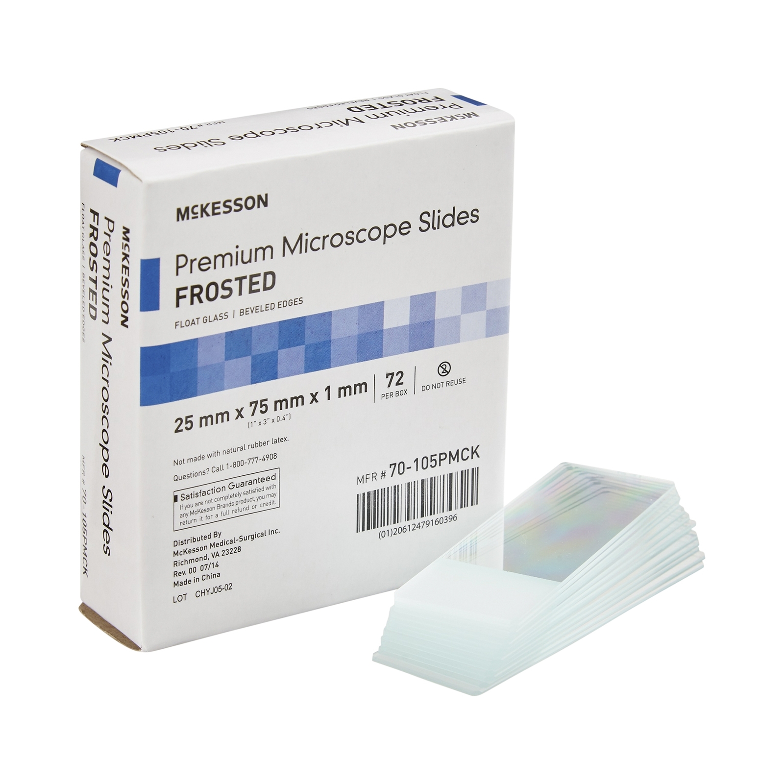 McKesson Glass Microscope Slides 25 X 75 X 1 mm Frosted End 72 pcs