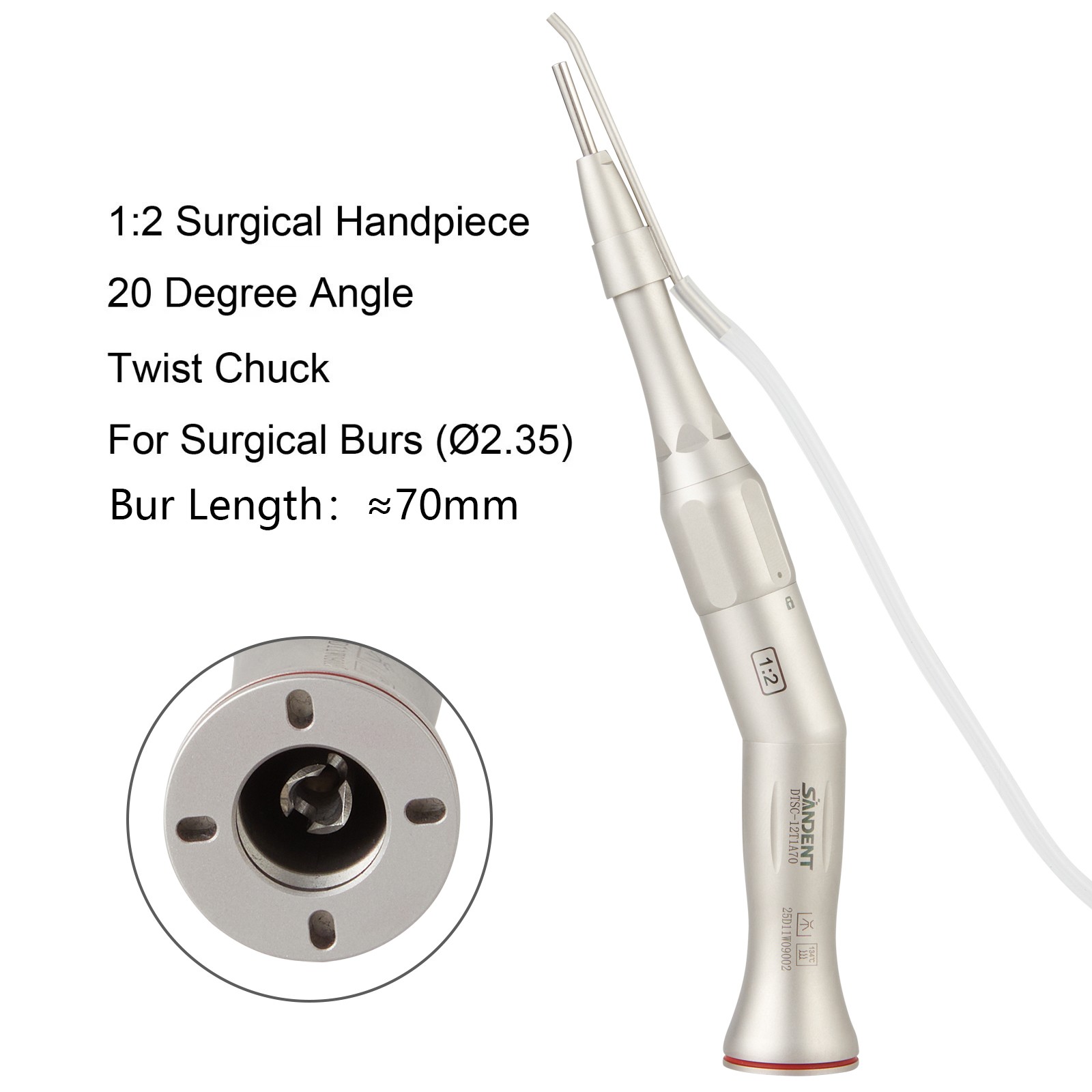 Dental Surgical Handpiece 20° Angle Straight Attachment 1:2 E-type NSK Style