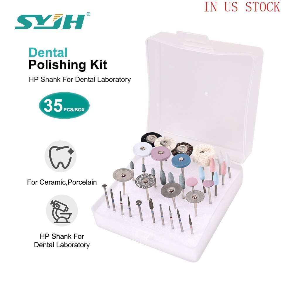 35PCS/Set Dental HP Polishing Kit 2.35mm for Ceramics Low Speed Polisher Brushes