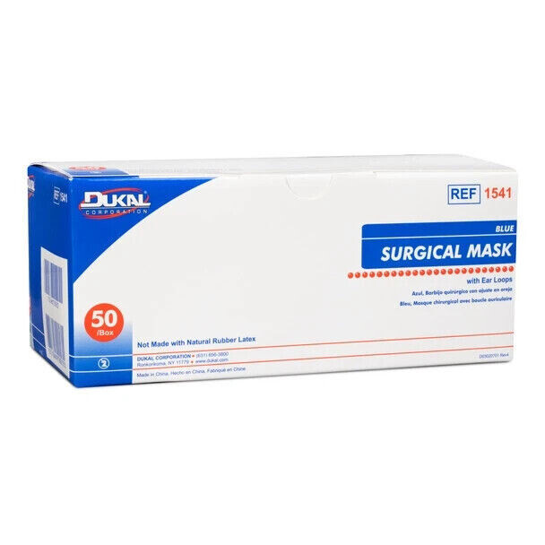 Dukal Surgical Mask Blue, Level 1 Ref# 1541, Box of 50 Masks