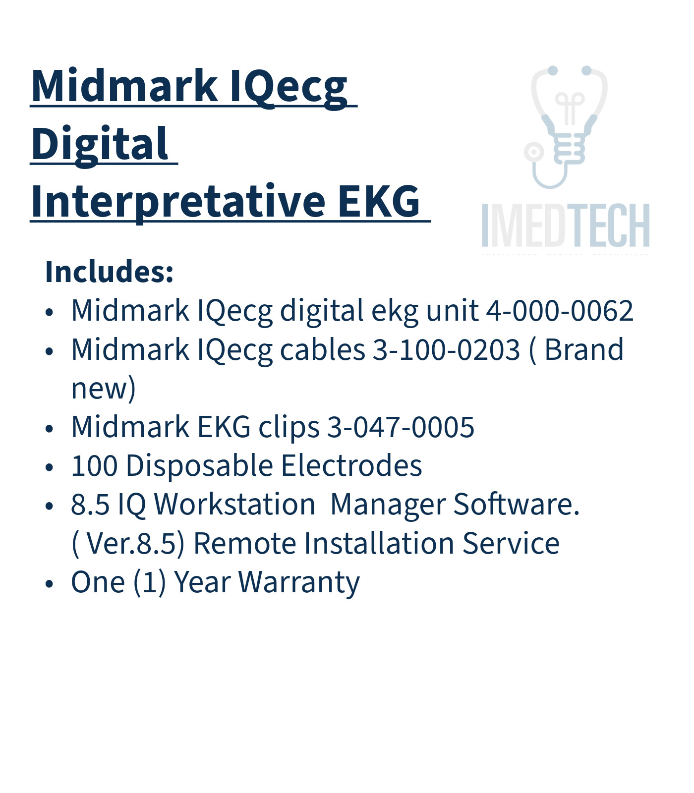 Midmark IQecg ECG Digital Interpretative EKG (4-000-0062)