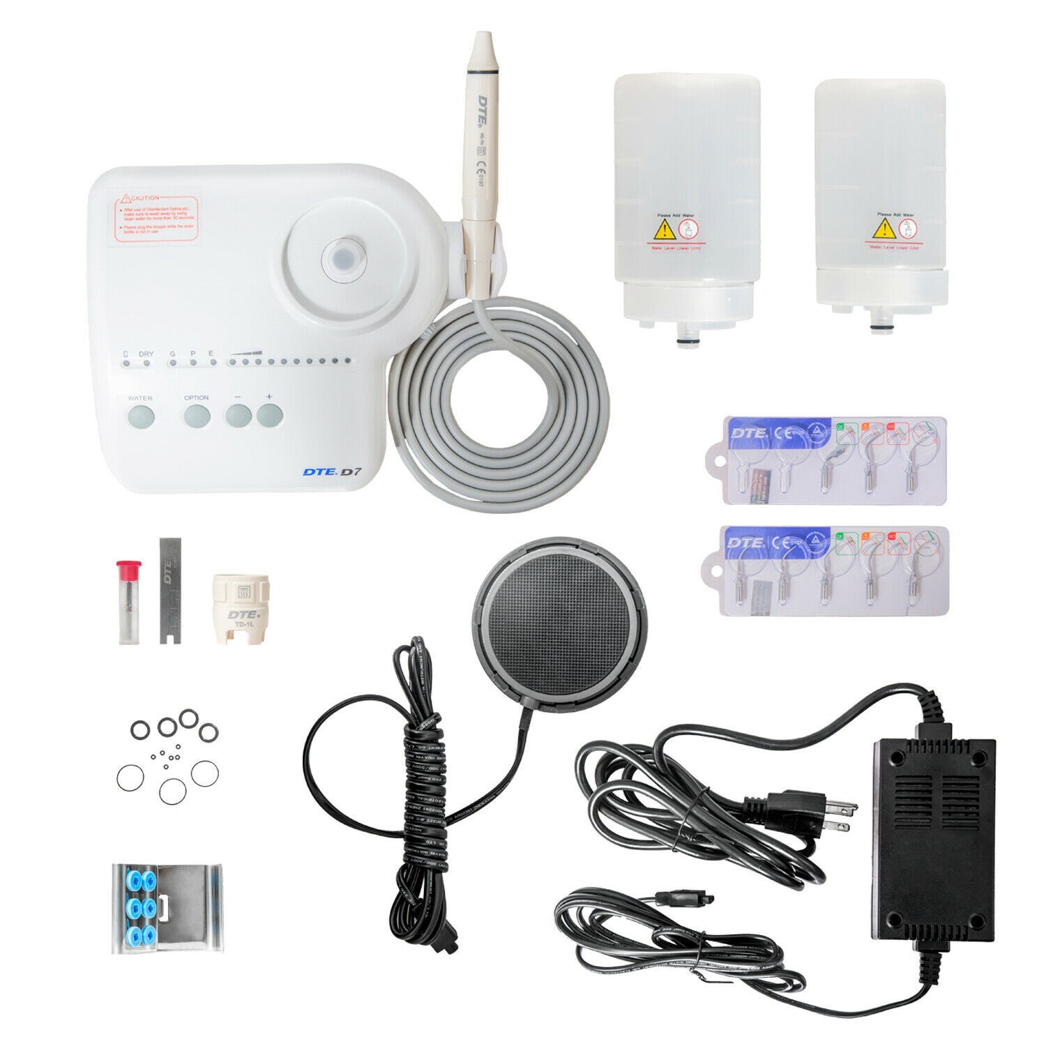 Woodpecker DTE D7, D7 LED Ultrasonic Piezo Dental Scaler Handpiece with 8 Tips