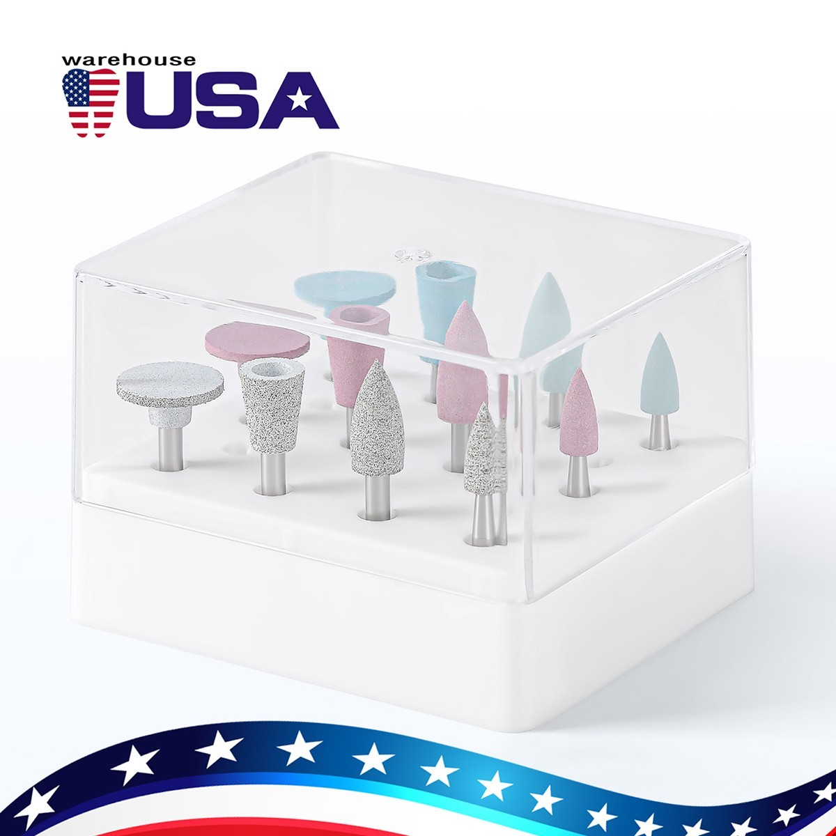 12pcs Dental Silicone Polishing Kit Coarse Medium Fine Points for Contra Angle