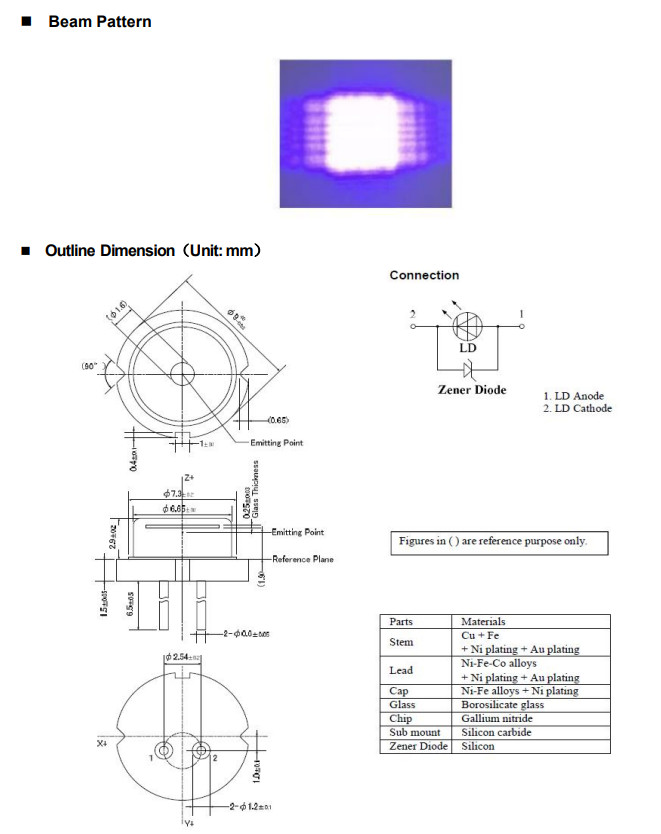 1PCS 465nm 5200mW Blue Multimode Laser Diode with FAC Square