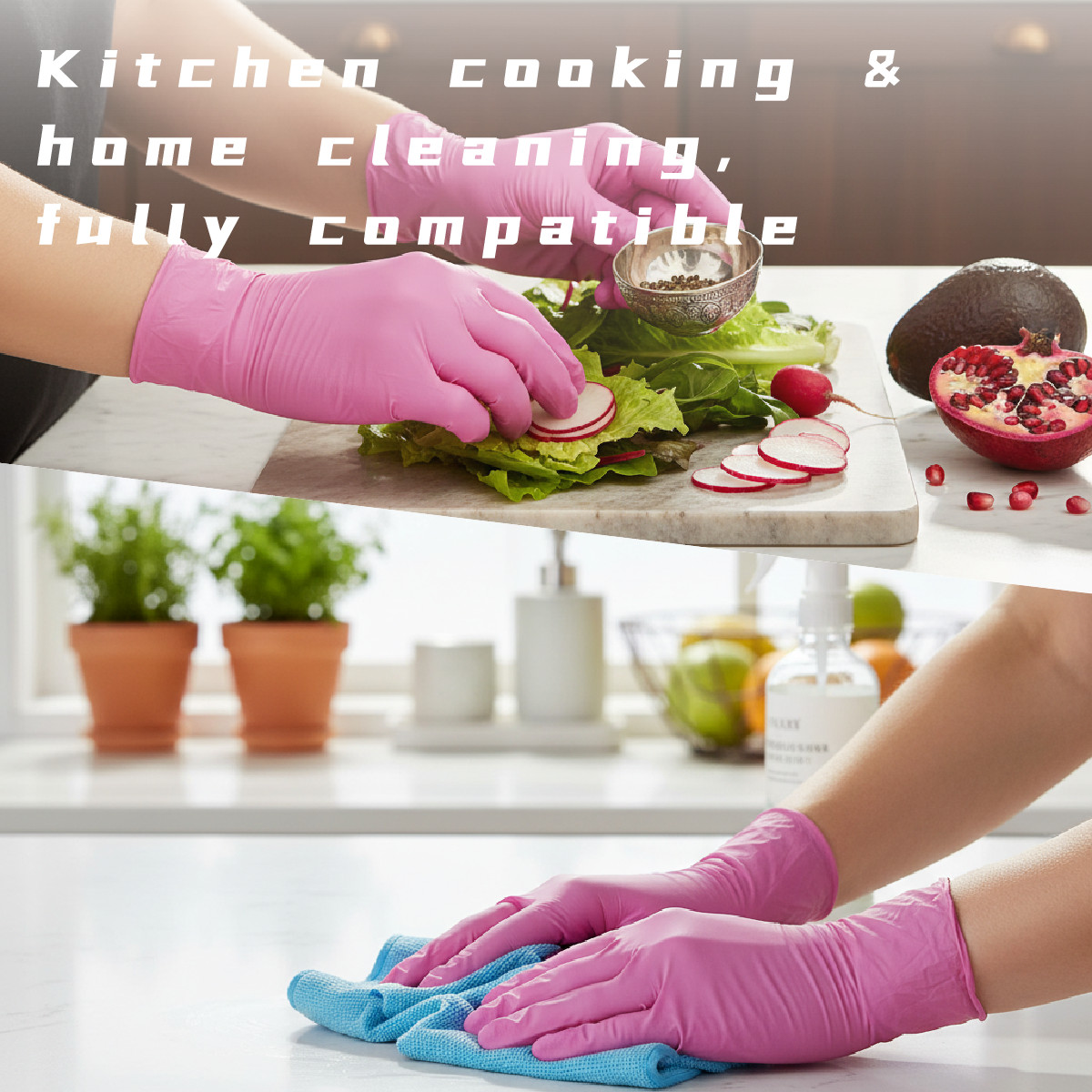 100 Pcs 3 Mil Nitrile Gloves Disposable Food Prep Cooking Latex Free Size M