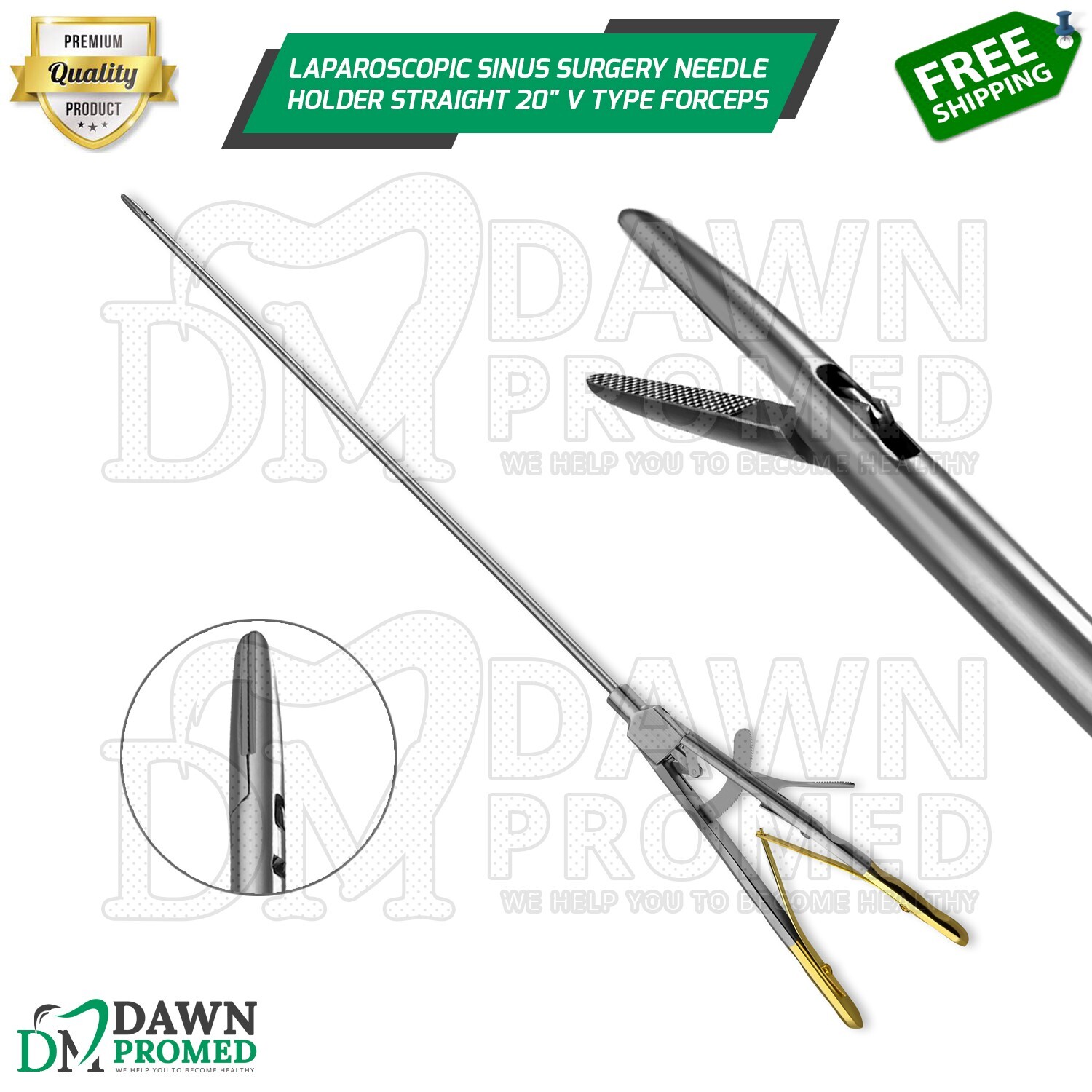 Laparoscopic Sinus Surgery Needle Holder Straight 20″ V Type 5 X 330mm Forceps