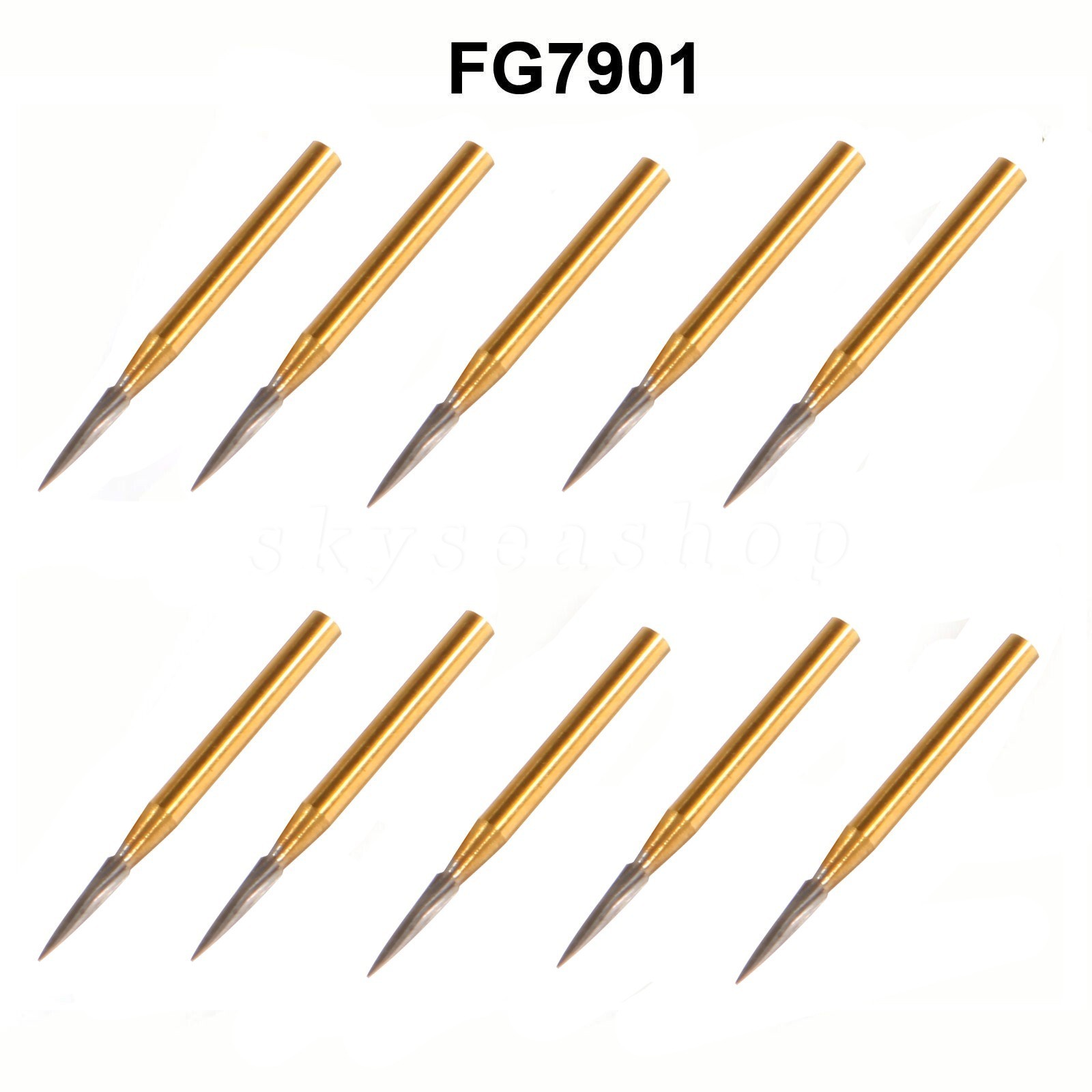 Dental Tungsten Carbide Gold Burs Trimming / Finishing / Polishing Flame FG7901