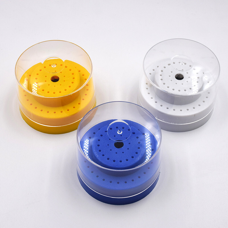 Dental Plastic Holder Burs Round White/Yellow/Blue 60 Holes High&Low Speed Block