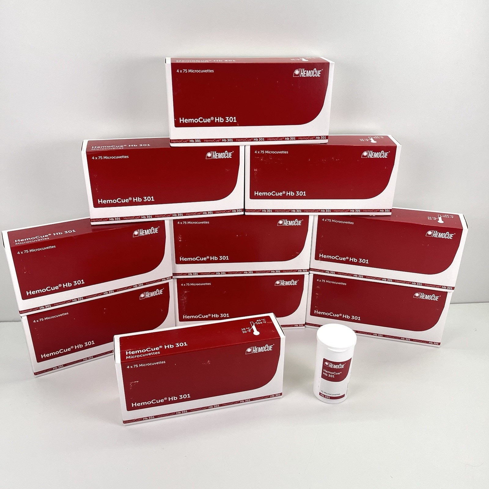 40 Bottles HemoCue Hb 301 Microcuvettes Hemoglobin Anemia Screening (75/Bottle)