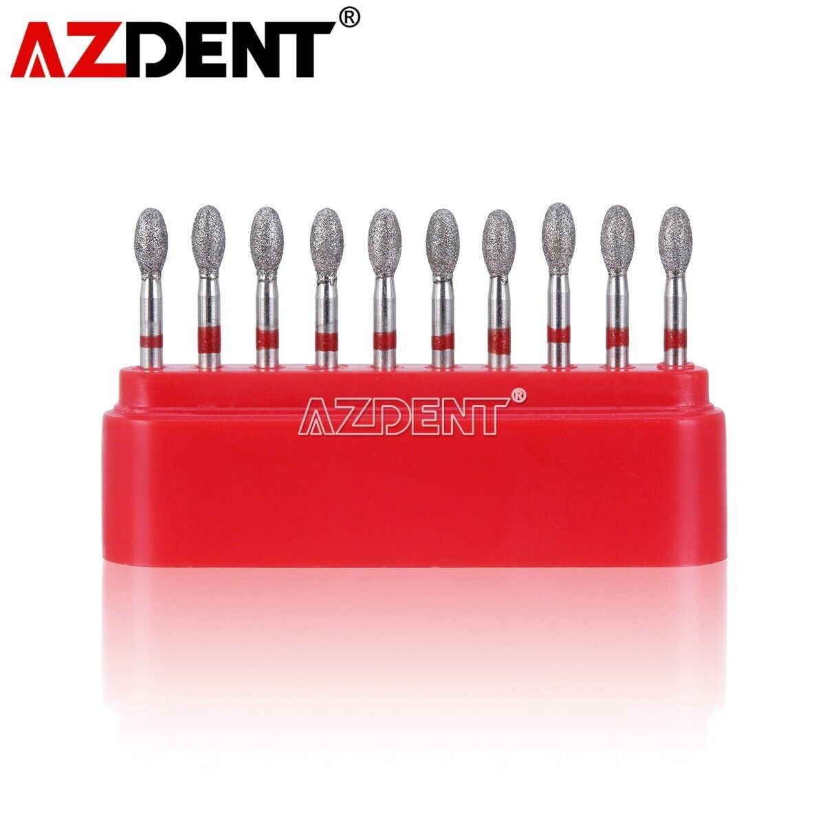 10Pcs Dental Diamond Burs FOOTBALL 379-023F FINE RED DEFEND Friction Grip