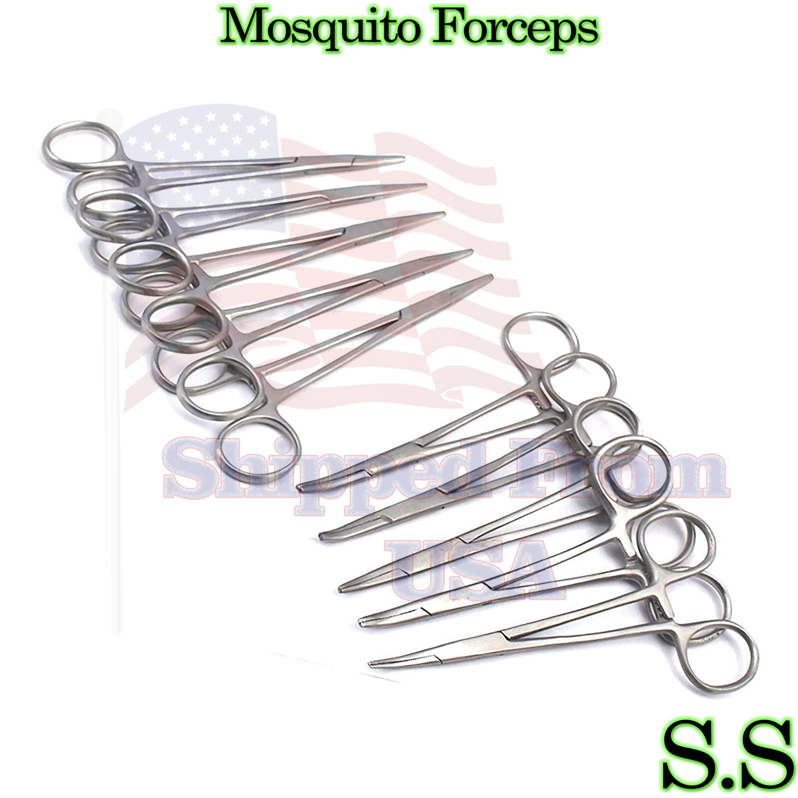 10 pcs Mosquito Hemostat Locking Forceps 3.5″ Curved & Straight Stainless Steel