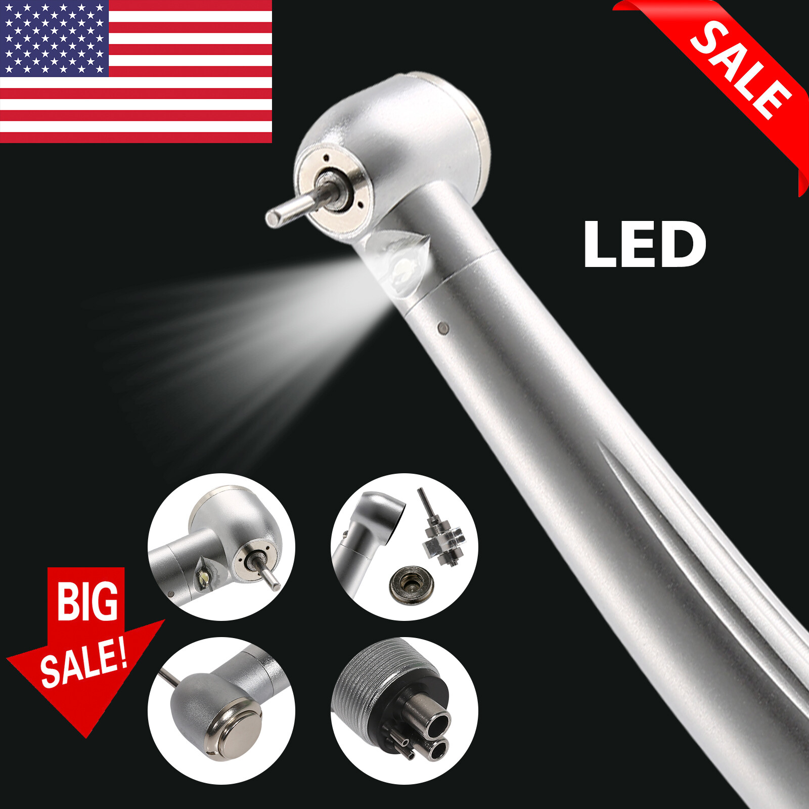 Dental (Fiber Optic LED E-generator) High Speed Handpiece / Purple Turbine OR