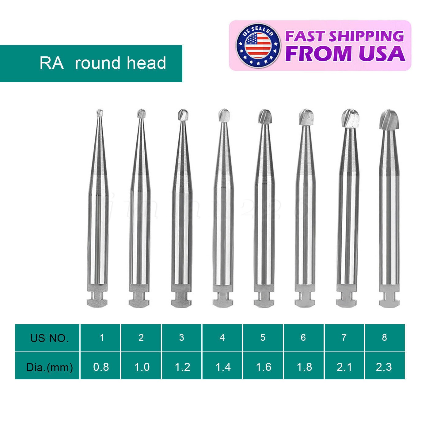 Dental Tungsten Steel Carbide Round Burs RA for Slow Low Speed Handpiece