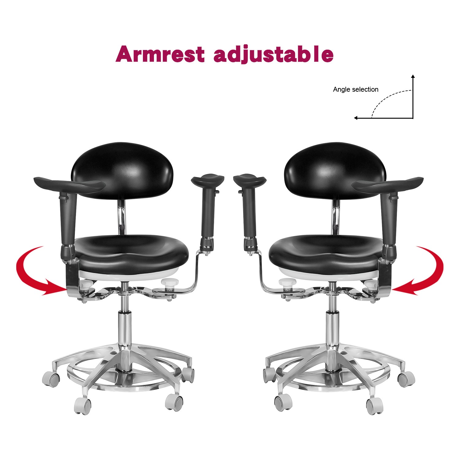 Imported PU Leather Dental 360° Mobile Dynamic Adjustable Chair with Armrest USA