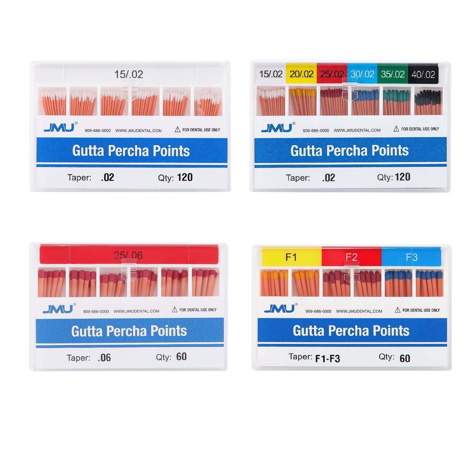JMU Dental Gutta Percha Points Endodontic 0.02/0.04/0.06 Taper #F1-F3 All Size