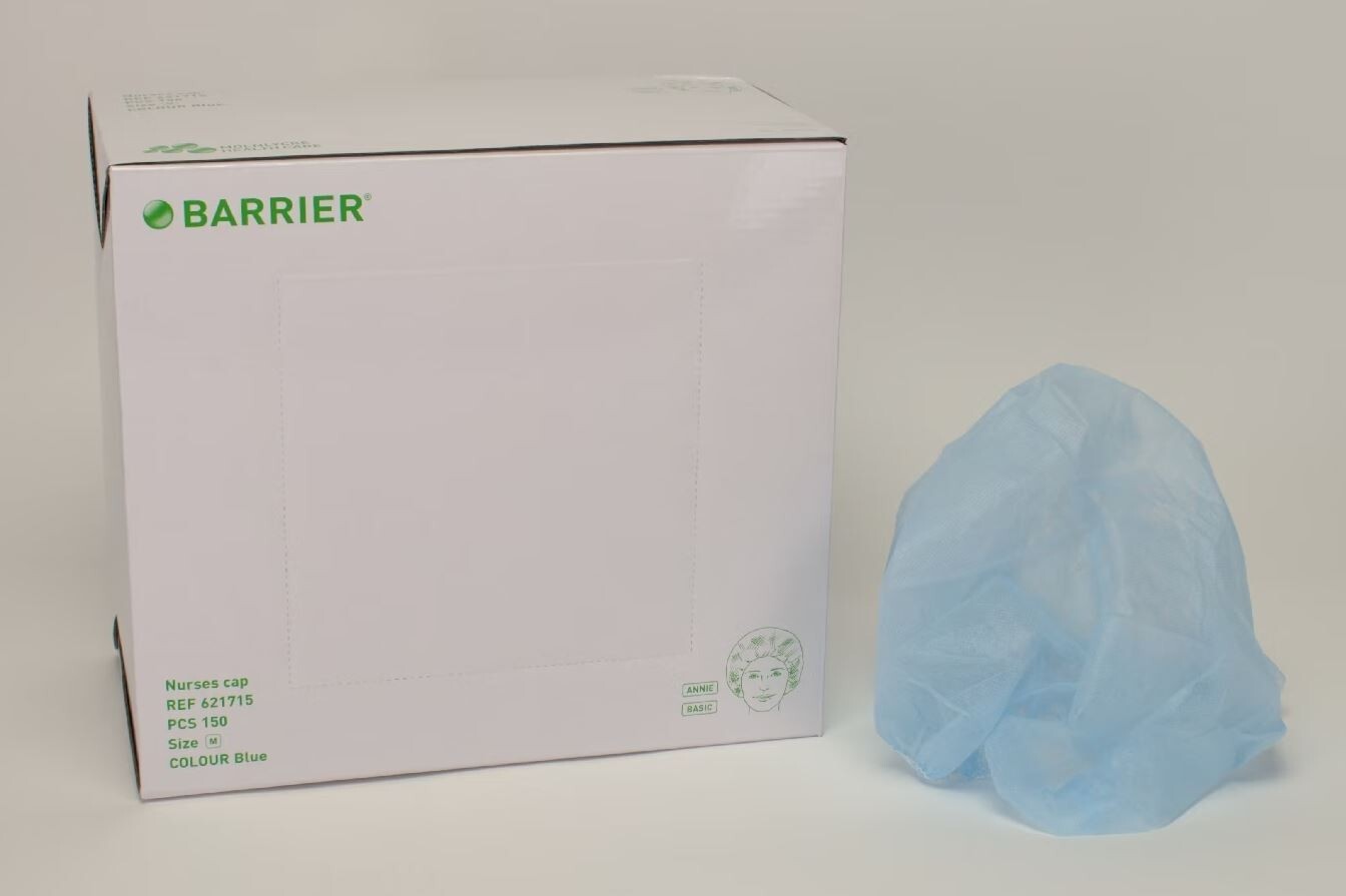 *150-Pairs* Molnlycke Barrier Surgical Cap Sheer Bouffant Blue Medium 621715