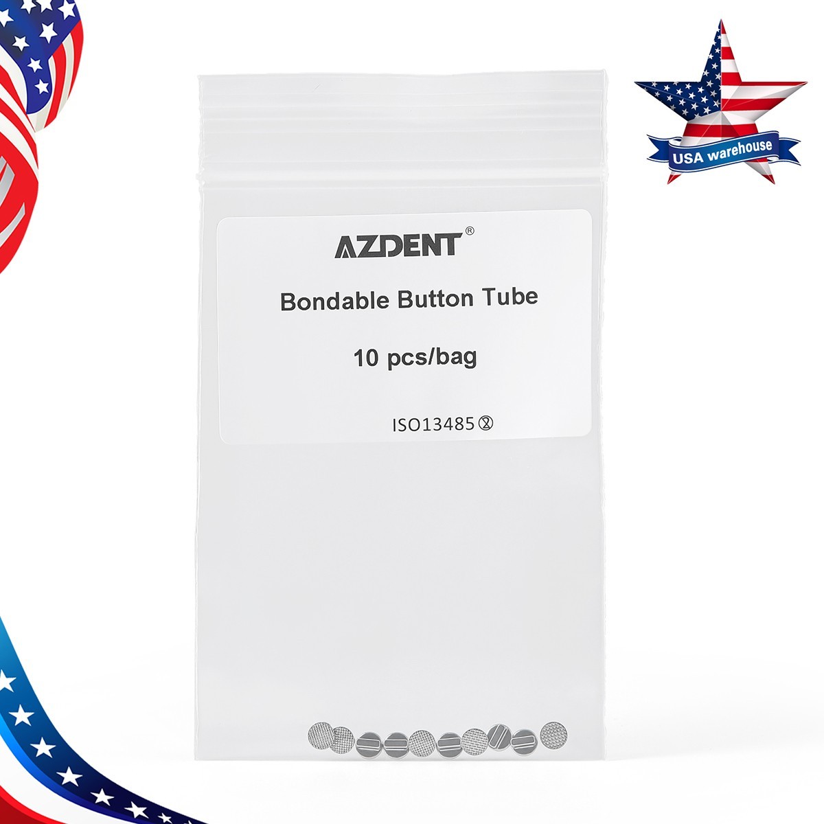Dental Orthodontic Bondable Lingual Buttons With Single Tube Round Mesh Base