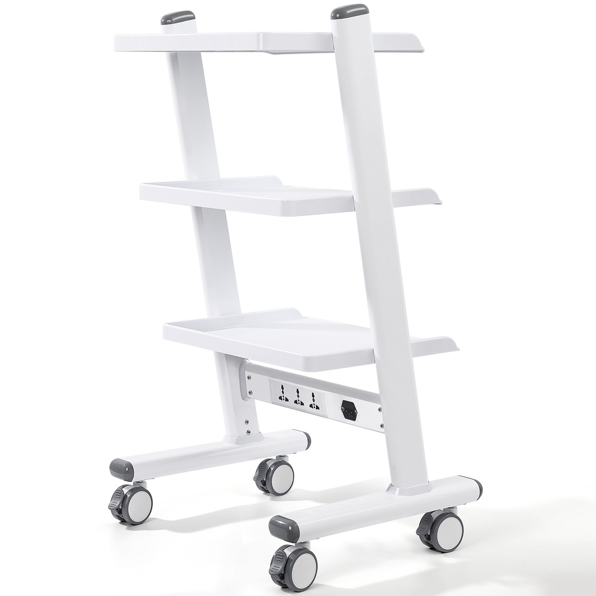 3 Layer Dental Trolley Medical Tool Cart Mobile Instrument Stand with Sockets