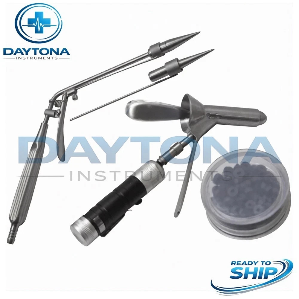 Hemorrhoid Suction Ligator Proctoscope Rectal Anoscope + Surgical Latex Rings