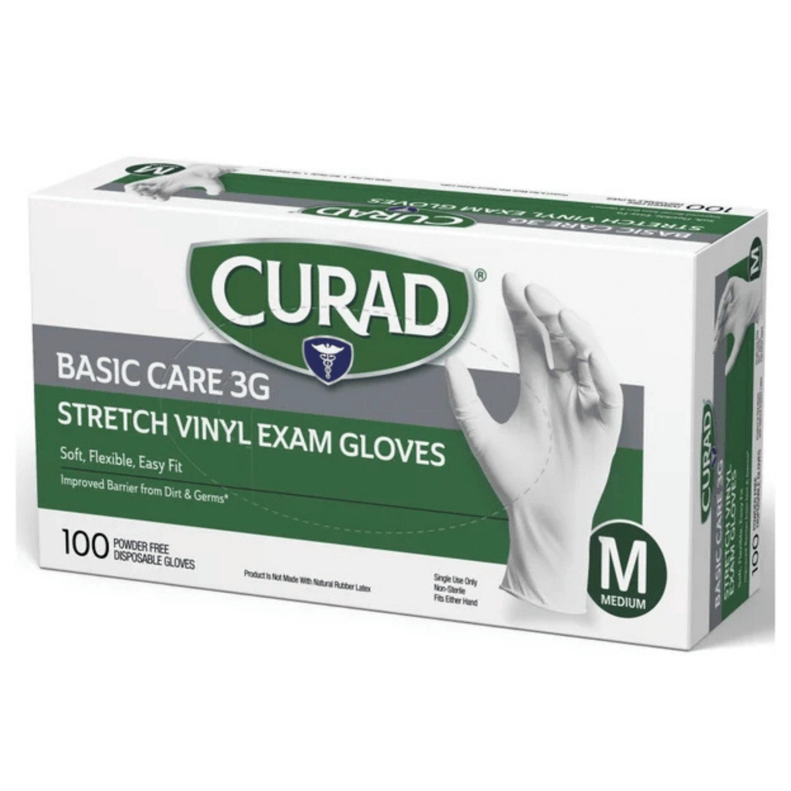 CURAD Basic Care 3G Stretch Vinyl Exam Gloves SMALL MEDIUM LARGE 300 Count