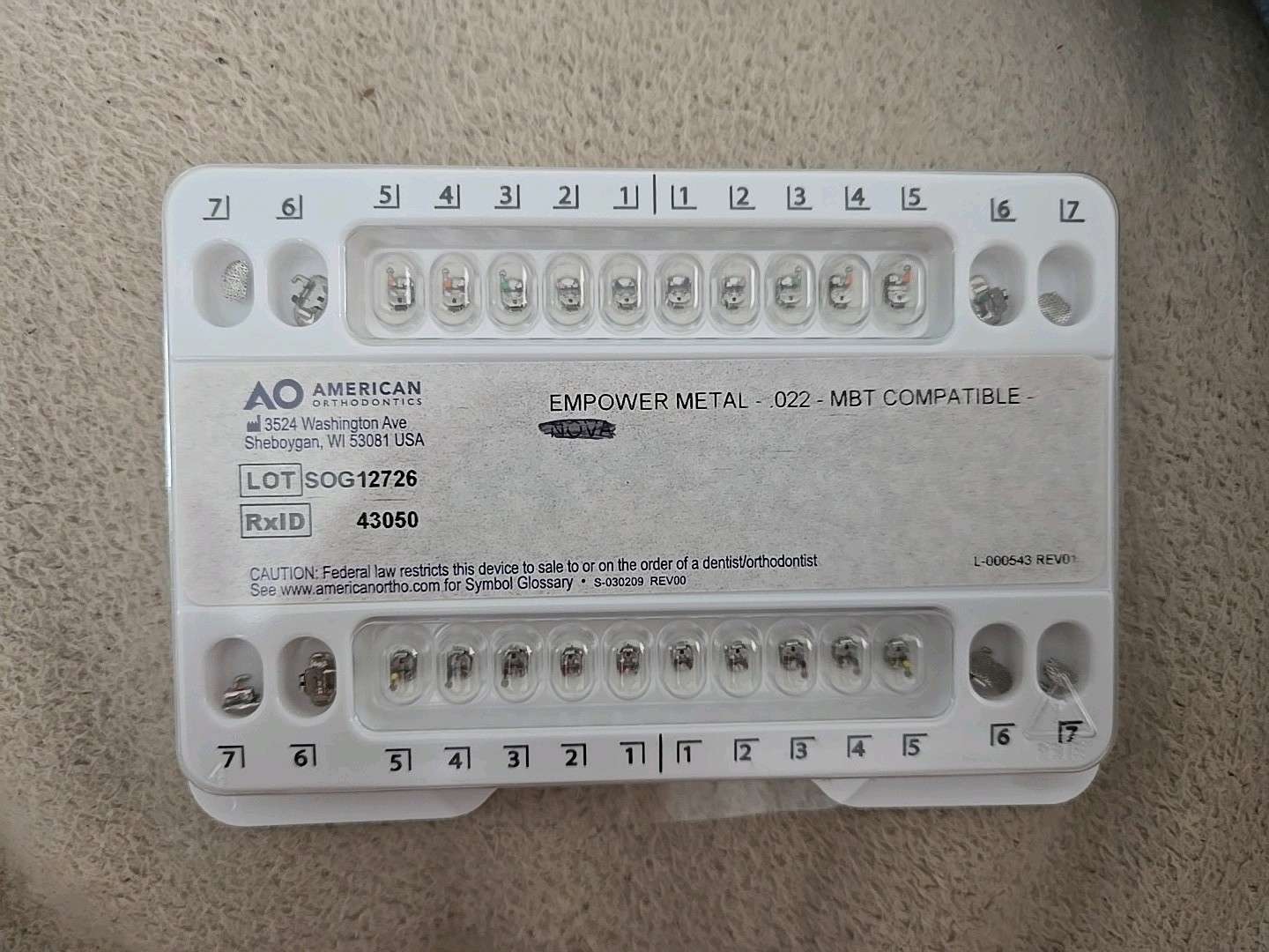 American ORTHO Empower Self Ligating Brackets 7-7 MBT 022 With Empower 6s (5sets