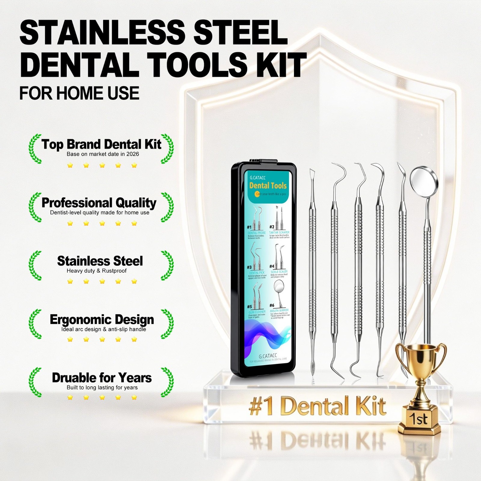 Dental Tools, Dental Pick for Teeth Cleaning, Stainless Steel Hygiene Kit