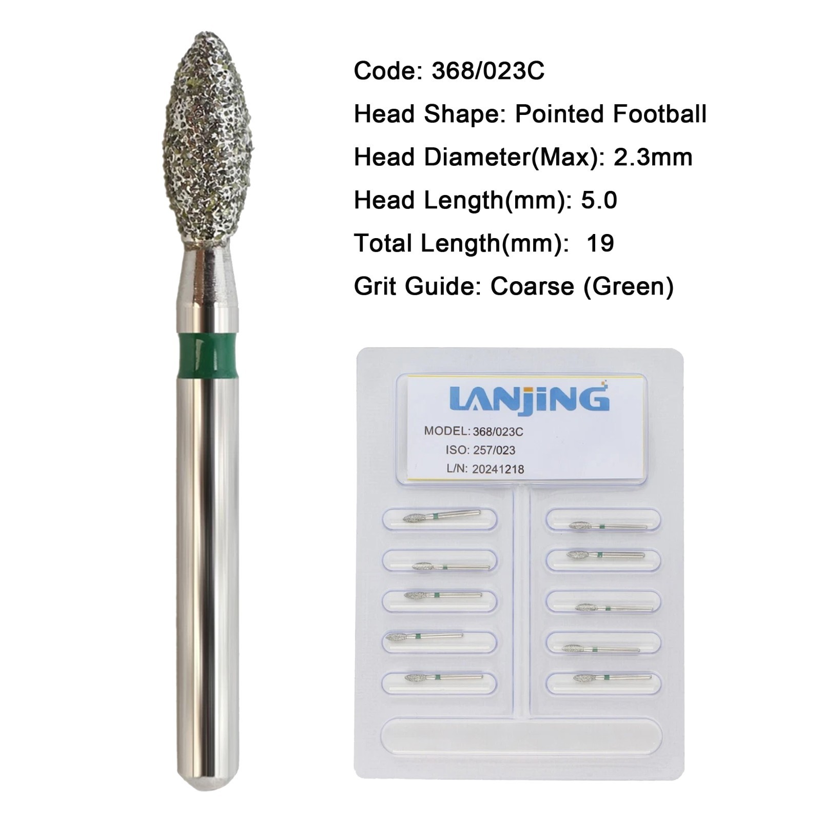 Dental Diamond Burs FG Round End Taper Egg Football Pear for High Speed 330 856