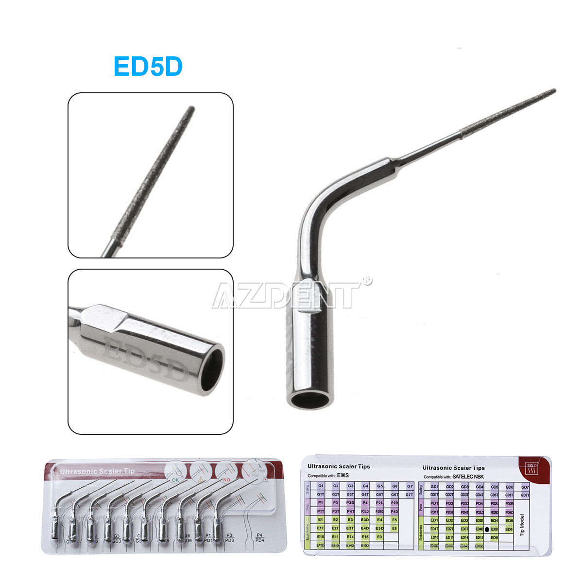 19 Type Dental Ultrasonic Scaler Scaling Endo Perio Tips Fit for NSK SATELEC DTE