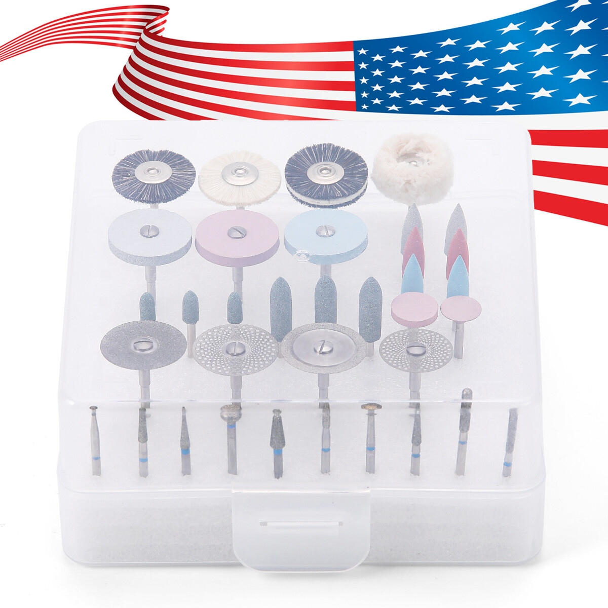 35pcs Dental Polishing HP Kit Diamond Burs 2.35mm For Ceramic Porcelain Grinding