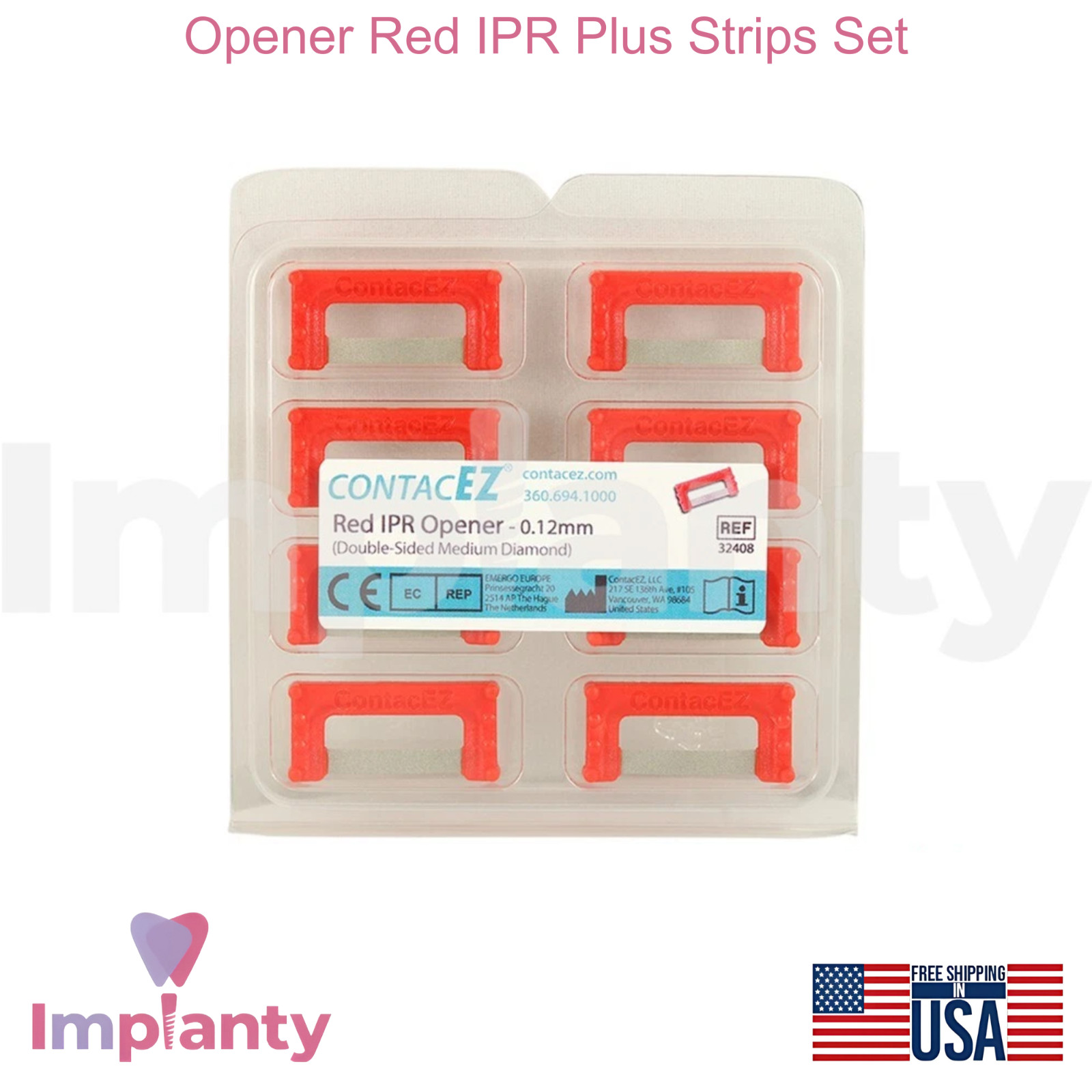 Opener Red IPR Plus Strips Set Medium Grit Stainless Steel Diamond Coating